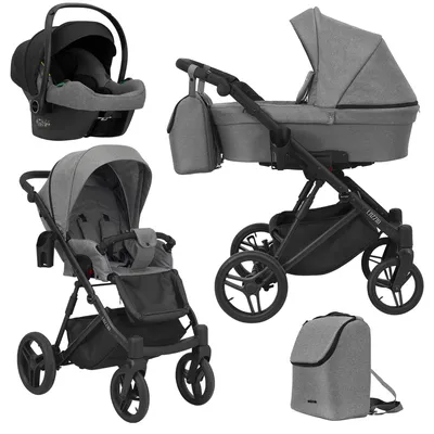 Produktbild von Kunert Lazzio Premium 3-in-1 Kombikinderwagen Grau mit Babyschale