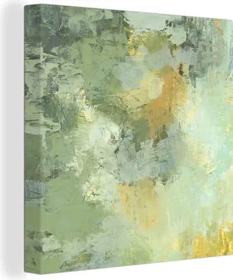 Produktbild von MuchoWow® - Leinwandbilder - Ölgemälde grün, Wandbild, Wanddeko Bilder Wohnzimmer, 20x20 cm