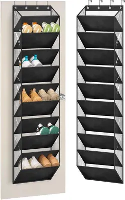 Image de Organisateur de chaussures suspendu pour 20 paires - Rangement à chaussures mural - Noir