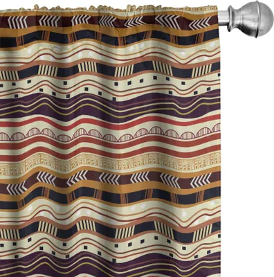 Produktbild von ABAKUHAUS Ethnisch Vorhänge, Gardinen, Afrikanische Abstrakte Streifen Geometrisch Inspirierte Motiven Horizontale Muster, 2 Stück 75 x 245 cm, Mehrfarbig