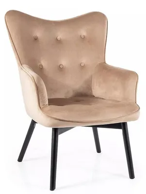 Image de Fauteuil en velours "Carmen" - Velvet - Beige - l 72 x H 99 cm