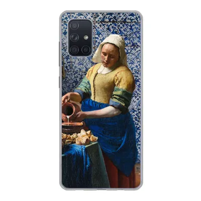 Produktbild von MuchoWow® Handyhülle Schutzhülle Hülle für Samsung Galaxy A51 Milchmädchen - Delfter Blau - Vermeer - Gemälde - Alte Meister Silikon Softcase Handy Hülle - Schutzabdeckung