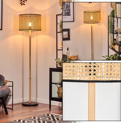 Produktbild von Casalina Stehlampe aus Holz/Metall und Schirm aus Rattan/Wienergeflecht