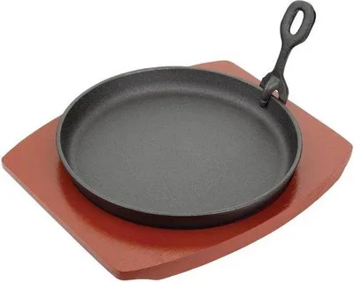 Produktbild von Famanu Servierpfanne mit Holzuntersetzer - 22 cm, Schwarz