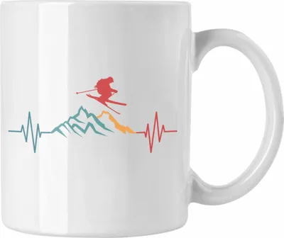 Produktbild von Trendation - Ski Tasse Geschenk Grafik Geschenkidee Skifahrer Geschenk Winter (Weiß)