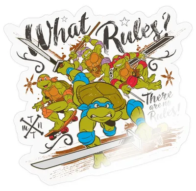 Produktbild von Spreadshirt Teenage Mutant Ninja Turtles Welche Regeln Spruch Sticker Aufkleber, 10 x 10 cm, Transparent glänzend