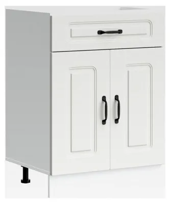 Produktbild von Küchenunterschrank Kalmar in Weiß aus Holzwerkstoff, Spülenunterschrank, Küchenschrank, Lagerschrank, Unterschrank für die Küche