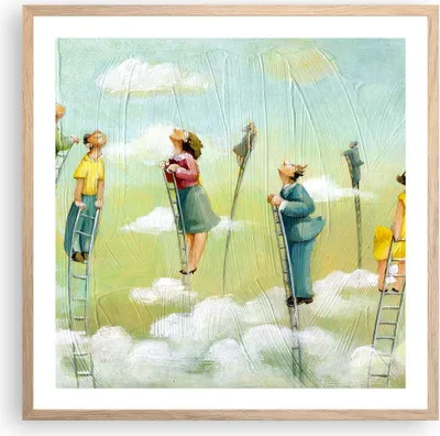 Produktbild von Gerahmtes Poster - Rahmen in heller Eiche - Abstraktion modern - 60x60 cm - Wand Bild - Wanddeko - Wandbilder - Wandposter - Bilderrahmen - Bilder - Kunstdruck - Wandbild - P2NAC60x60-3642