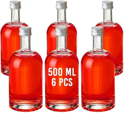 Productafbeelding van Set van 6 Lege Glazen Flessen - 500 ml met Schroefdop