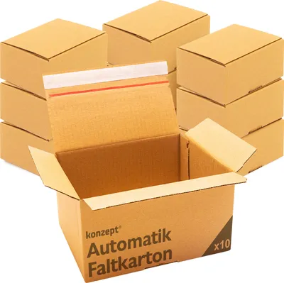 A stack of cardboard boxes, with one box open in the foreground.