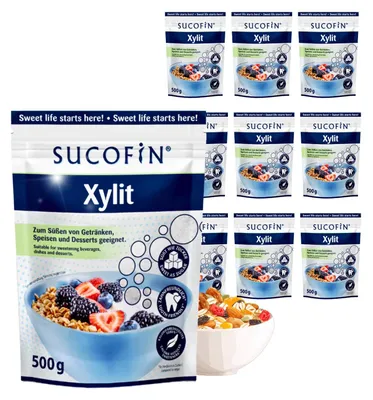 Produktbild von SUCOFIN Xylit 10 x 500g natürlicher zahnfreundlicher Zuckerersatz Birkenzucker