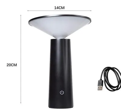 Obrázek produktu pro Bezdrátová stolní LED lampa s dotykovým stmívačem a USB, černá
