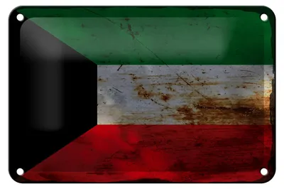 Produktbild von Blechschild Flagge Kuwait 18x12cm Flag of Kuwait Rost Dekoration