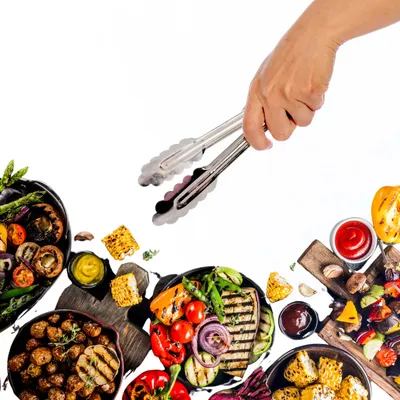 Image de Pince de cuisine en acier pour rôtir, griller, pour les salades et la viande