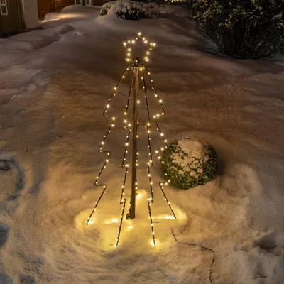 Produktbild von esotec Solar Weihnachtsbaum faltbar H=80cm Metall 200 LEDs 2800K warmweiß 103415