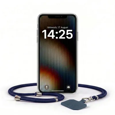 Produktbild von Handyhülle für Apple iPhone 11 mit Handykette Band in Blau Kordel Hülle Case Schutzhülle Transparent