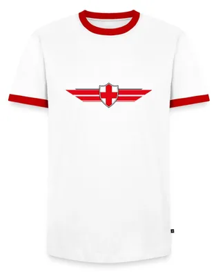 Produktbild von Spreadshirt England Fußball Fanlook Wappen Männer Kontrast T-Shirt, L, Weiß/Rot