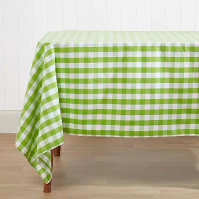 Obrázek produktu pro HOMESCAPES Zelený kostkovaný ubrus ze 100% bavlny, 138 x 228 cm