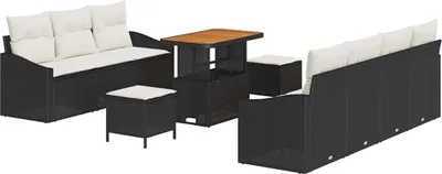 Immagine prodotto di vidaXL Set di divani da giardino con cuscini con cuscini 10 pezzi Nero e crema