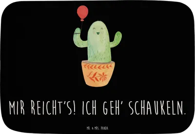 Produktbild von Mr. & Mrs. Panda Badematte Kaktus Luftballon - Schwarz - Geschenk, Kakteen, Badezimmerteppich, duschmatte, Neustart, Freundin, Ausbildung, Duschvorleger, Badteppich, Büro