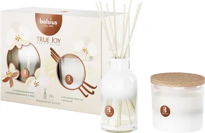 Obrázok produktu pre Bolsius darčeková sada vonnej sviečky a vonných tyčiniek Vanilla Delight 2 ks