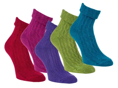 Produktbild von 2 Paar farbenfrohe farbige bunte Bambus Viskose Socken mit Zopfmuster Damen Gr. 39-42 blau
