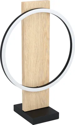 Produktbild von EGLO LED Tischlampe Boyal, Tischleuchte aus Holz, Metall, Kunststoff, Nachttischlampe in Natur, Schwarz, Weiß, Wohnzimmerlampe, mit Schalter, warmweiß