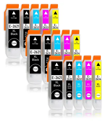 Produktbild von 15er Pack Druckerpatronen 26 26XL kompatibel mit Epson XP-510