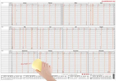 Produktbild von 2026 Güss Urlaubsübersicht A2 20 Mitarbeiter mit Beschichtung