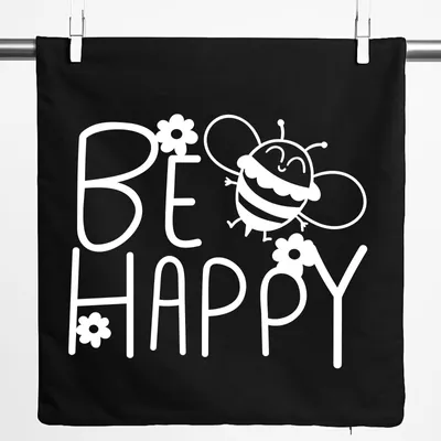 Produktbild von Huuraa Kissenbezug Be Happy Biene 40x40cm Black Baumwolle Dekokissenbezug Geschenkidee