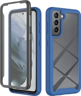 Produktbild von Galaxy S21 FE 5G Hülle, TPU Bumper mit Eingebautem Displayschutz 360 Grad Komplettschutz Schutzhülle für Samsung Galaxy S21 FE 5G Navy Blau