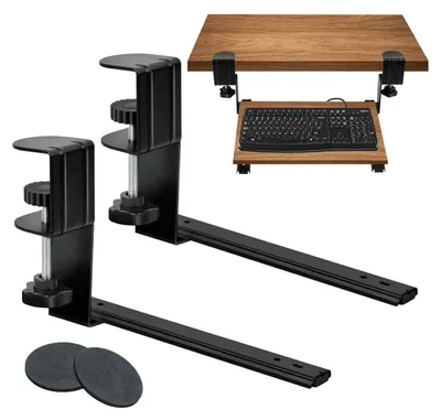 Obrázek produktu pro výsuvná přihrádka na klávesnici, zesílená ocel, C-svorka, ergonomická, prostorově úsporná, stůl