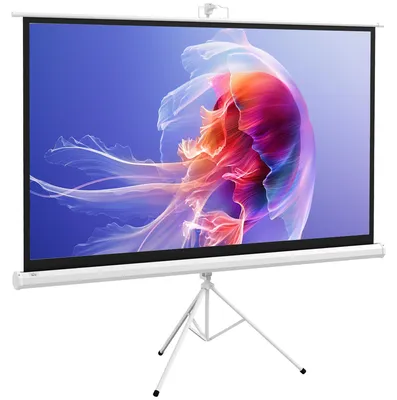 Produktbild von 84-Zoll-4K-HD-Projektionsleinwand (16:9) mit faltbarem Stativ (200 l/cm), tragbar, h?henverstellbar