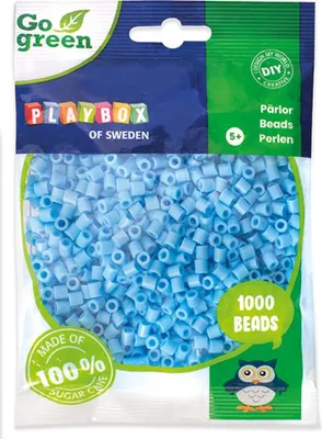 Produktbild von Playbox Bügelperlen Go green Midi 1000 Stk. hellblau