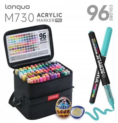 Produktbild von Acryl-Pinselmarker-Set, 96 Farben für Steine, Languo M730