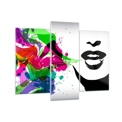 Produktbild von Bilder auf glas - Frau Gesicht Lippen Make-up - 130x100cm - Glasbilder - Wandbilder - Kunstdruck - zum Aufhängen bereit - Wanddekoration aus Glas - Glas Bilder - Wandbild auf Glas - GCB130x100-2634