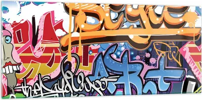 Produktbild von Bilder auf glas - Graffiti modern - 120x50cm - Glasbilder - Wandbilder - Kunstdruck - zum Aufhängen bereit - Wanddekoration aus Glas - Glas Bilder - Wandbild auf Glas - Einteilig - GAB120x50-3578