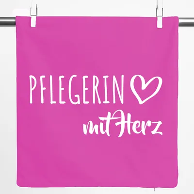 Produktbild von Huuraa Kissenbezug Pflegerin mit Herz 40x40cm Fuchsia Baumwolle Dekokissenbezug Geschenkidee