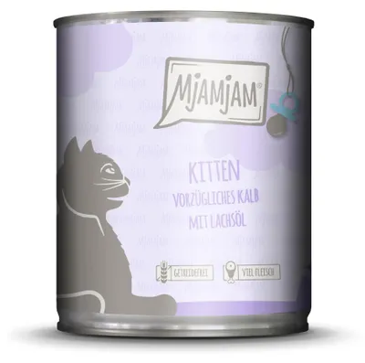 Produktbild von MjAMjAM 6x400g Kalb mit Lachsöl Nassfutter für Kitten Hauptfutter natur