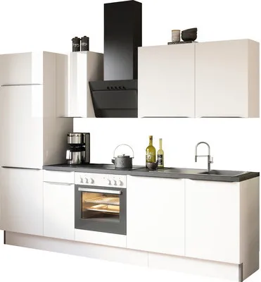 Produktbild von Optifit Küchenzeile ohne Geräte Arvid986 270 cm weiß glänzend zerlegt Variante reversibel KCAV 2708OE-8+