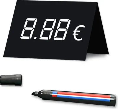Image de PRICARO Étiquette de prix "à un chiffre" noire, 50 pièces avec marqueur