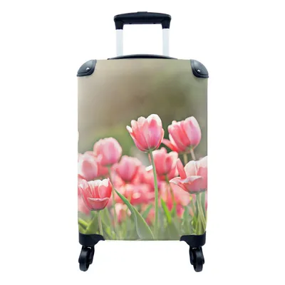 Produktbild von MuchoWow® Koffer Handgepäck Trolley Rollkoffer Kleine Reisekoffer mit 4 Rollen - Tulpen - Sonne - Frühling - Cabin Size < 55x40x23 cm & 55x40x20 cm - Fotokoffer - Kabinenkoffer - Boardgepäck - Reise-Box - Reisekoffer - Reisegepäck - Koffer mit Bild - Trolley für Kinder