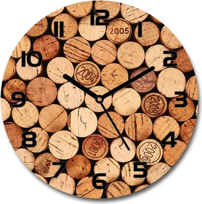 Produktbild von Wanduhr aus Glas 30fi Glasbild Glasuhr Gehärtetes Glas - schwarze-zeiger - Corks of wine