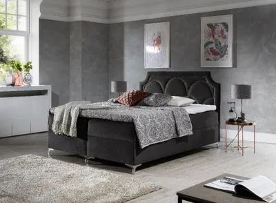 Produktbild von Luxusbett CASSANDRA – 140x200, Grau + TOPPER