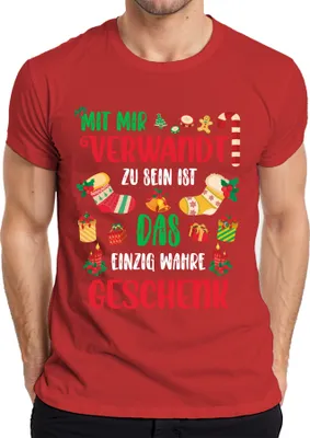 Produktbild von Verwandte Geschenk - Weihnachten Weihnachtsgeschenk Christmas Herren T-Shirt, Rot, M