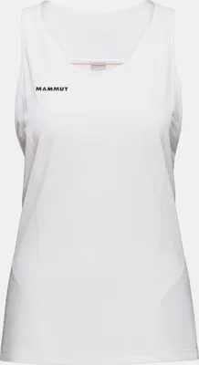 Weißes Tanktop für Damen von Mammut; Modell Aenergy FL; mit schwarzem Logo.