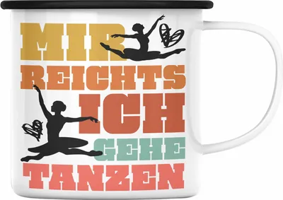 Produktbild von Trendation - Ballett Ballerina Tänzerin Emaille Tasse Mädchen Geschenk Frauen Tanzen Geschenkidee Emaille Emaille Tasse (Schwarz)