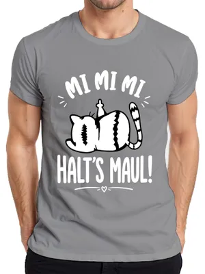 Immagine prodotto di Maglietta da uomo, colore grigio, taglia 3XL, con scritta "Mi Mi Mi Halt's Maul Katze Mittelfinger" (che può essere interpretata come un'espressione irriverente con riferimenti a un gatto e al dito medio)