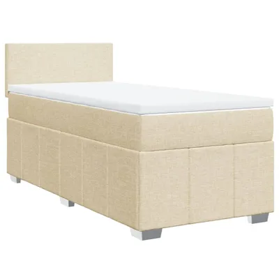 Image de Sommier à lattes de lit et matelas Crème 90x190 cm Tissu
