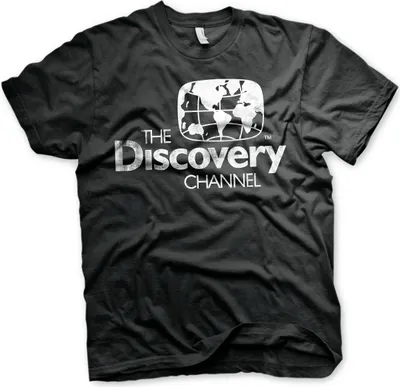 Imagen del producto de Camiseta con el logo de Discovery Channel en diseño desgastado, talla S, color